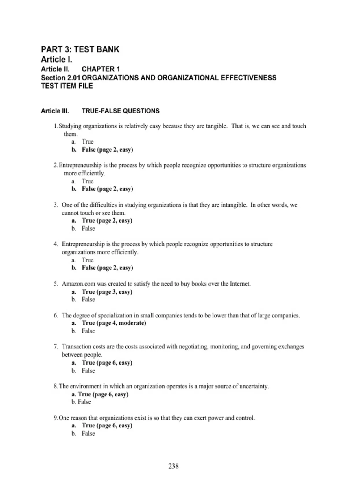 practice test bank questions, final exam : Oraganizational Theory ...