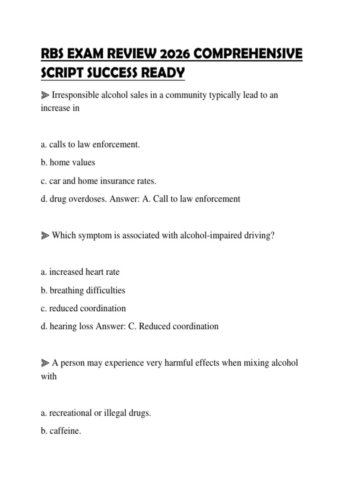 RBS EXAM REVIEW 2026 COMPREHENSIVE SCRIPT SUCCESS READY - RBS - Stuvia US