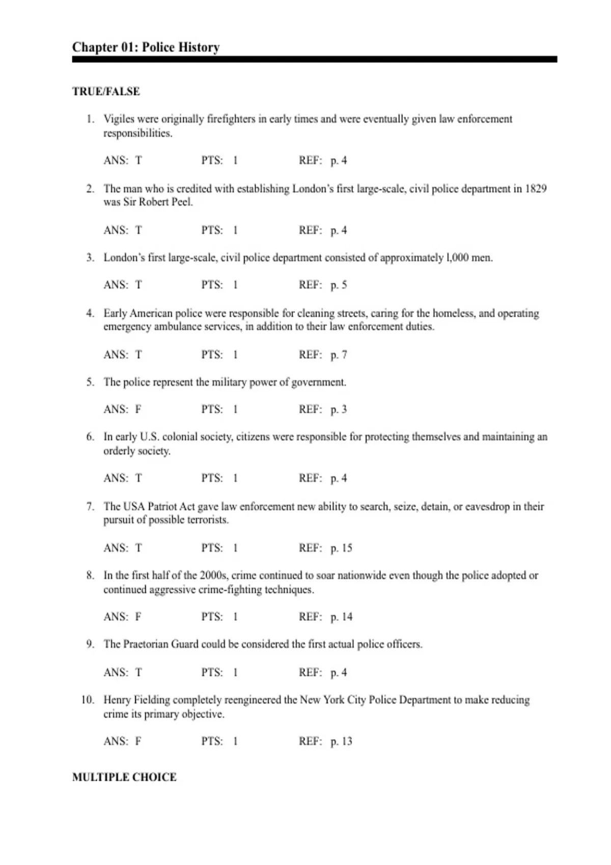 Police Memory Test Practice practice test bank questions, final exam : POLICE - Dempsey -2e- [2026 ...