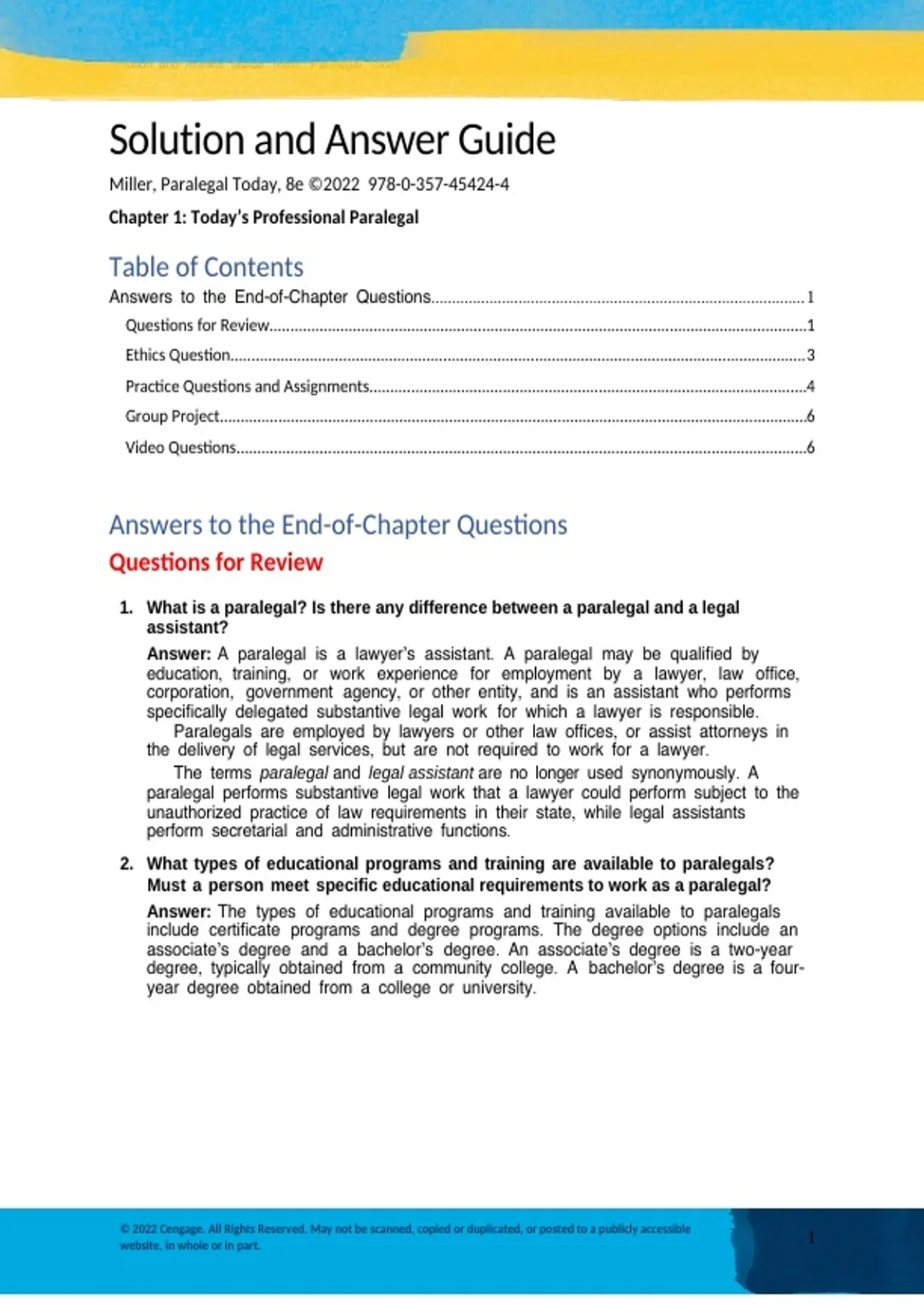 Summary solutions manual, textbook answers: Paralegal Today The Legal ...