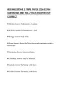 HESI MILESTONE 2 FINAL PAPER 2026 EXAM QUESTIONS AND SOLUTIONS 100 PERCENT CORRECT