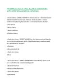 PHARMACOLOGY III FINAL EXAM 97 QUESTIONS WITH VERIFIED ANSWERS 2025&sol;2026&comma;100&percnt;CORRECT