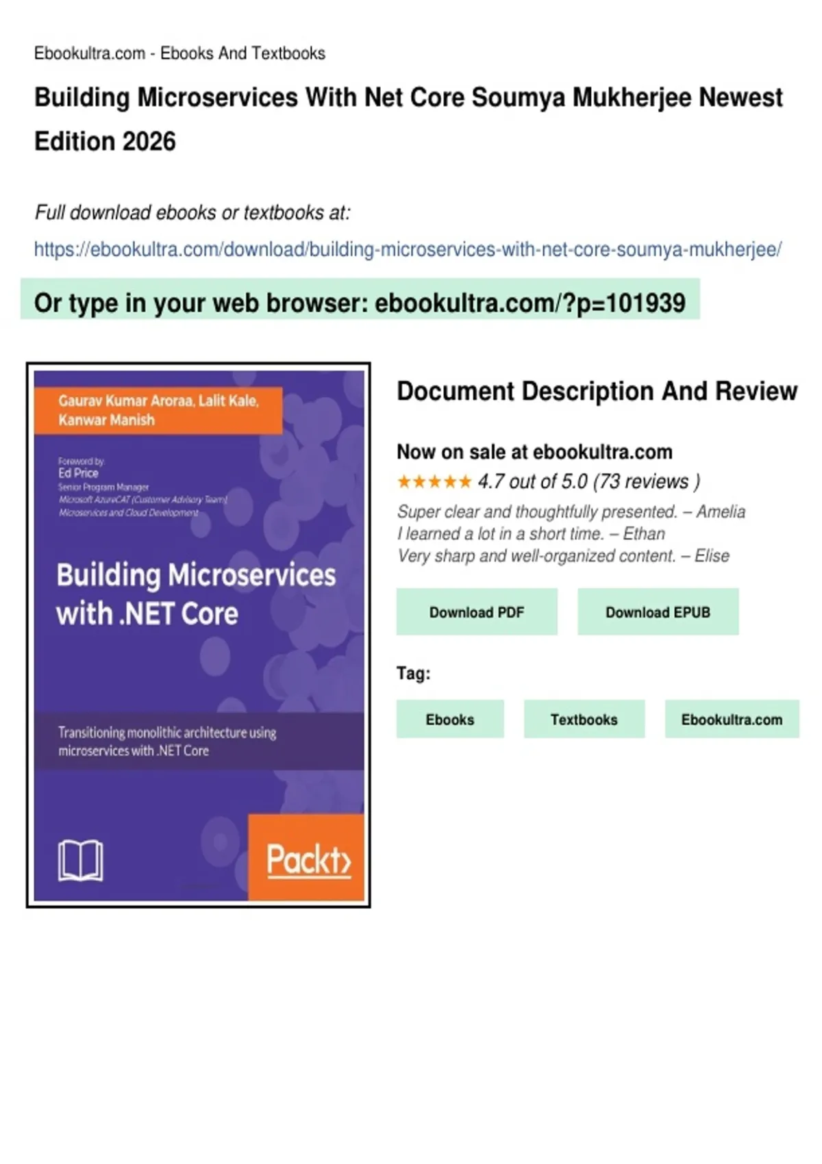 Summary Building Microservices with NET Core Soumya Mukherjee ...