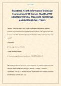 Registered Health Information Technician Examination-RHIT Domain EXAM LATEST UPDATED VERSION 2026-2027 QUESTIONS AND DETAILED SOLUTIONS