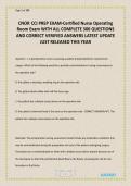 CERTIFIED NURSE OPERATING ROOM &lpar;CNOR&rpar; EXAM TEST BANK LATEST UPDATED VERSION 2026-2027 ALL 500 QUESTIONS AND CORRECT DETAILED SOLUTIONS