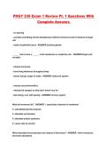 PHGY 230 Exam 1 Review Pt&period; 1 Questions With Complete Answers 