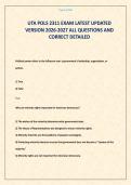 UTA POLS 2311 EXAM LATEST UPDATED VERSION 2026-2027 ALL QUESTIONS AND CORRECT DETAILED