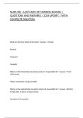NURS 403 - LAST EXAM OF NURSING SCHOOL &vert; QUESTIONS AND ANSWERS &vert; 2026 UPDATE &vert; WITH COMPLETE SOLUTION