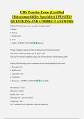 CHS Practice Exam &lpar;Certified  Histocompatibility Specialist&rpar; UPDATED  QUESTIONS AND CORRECT ANSWERS