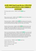 ALHS 1040 Final Exam Review UPDATED  ACTUAL QUESTIONS AND CORRECT  ANSWERS