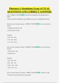 Pharmacy Calculations Exam ACTUAL  QUESTIONS AND CORRECT ANSWERS