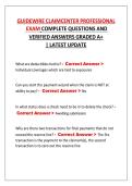 GUIDEWIRE CLAIMCENTER PROFESSIONAL  EXAM COMPLETE QUESTIONS AND VERIFIED ANSWERS GRADED A&plus; &vert; LATEST UPDATE