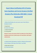 Heart Failure Certification &lpar;HF-C&rpar; Practice  Exam Questions and Correct Answers &lpar;Verified  Answers&rpar; Plus Rationales 2026 Q&A &vert; Instant  Download Pdf 