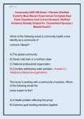 Community NUR 206 Exam 1 Review &vert;&vert;Verified  Exam&excl;&excl;&vert;&vert; Most Recent Exam Actual Complete Real  Exam Questions And Correct Answers &lpar;Verified  Answers&rpar; Already Graded A&plus; &vert; Guaranteed Success &vert;  Newest Exam&excl;&excl; 