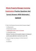 Illinois Property Manager Licensing Examination Practice Questions And Correct Answers With Rationales&vert; Updated