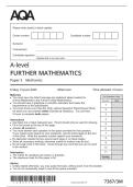 2025 A-LEVEL AQA FURTHER MATHEMATICS PAPER 3 MECHANICS 