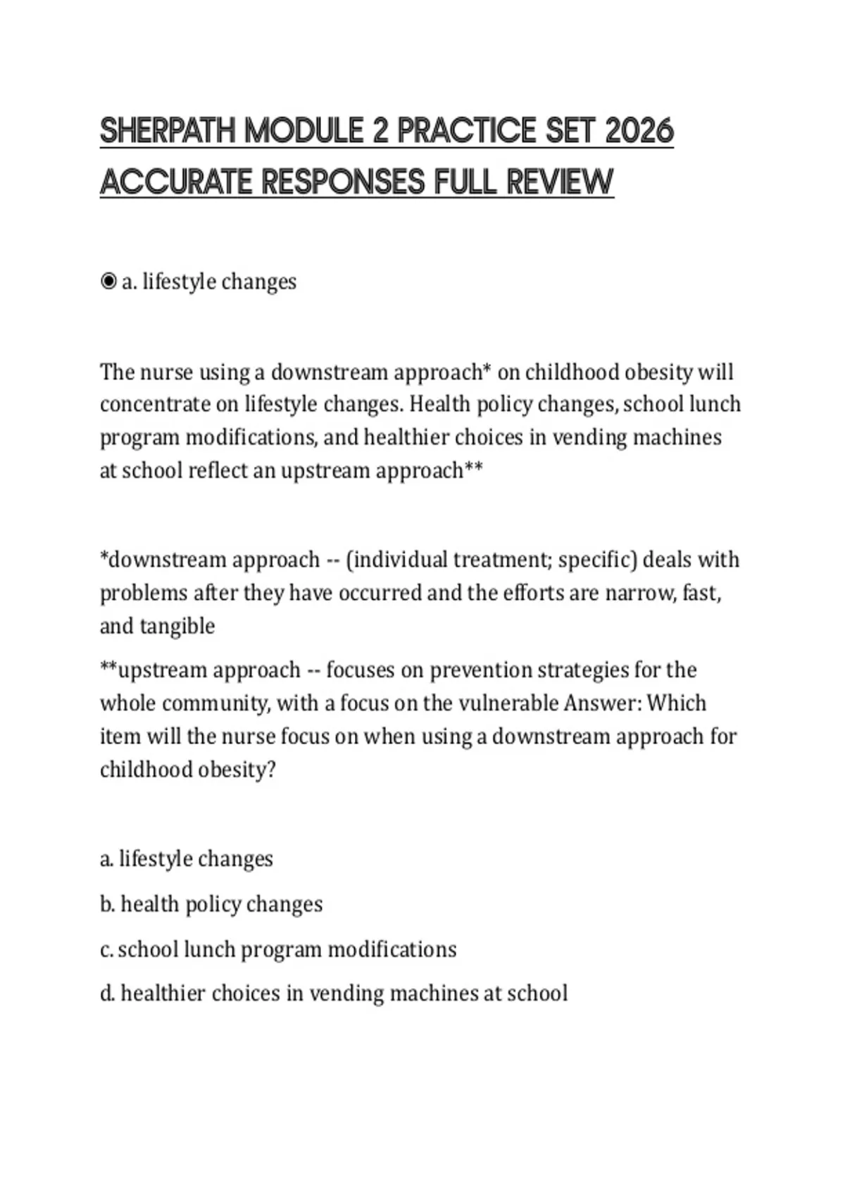 SHERPATH MODULE 2 PRACTICE SET 2026 ACCURATE RESPONSES FULL REVIEW ...