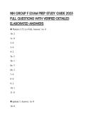 NIH GROUP F EXAM PREP STUDY GUIDE 2025 FULL QUESTIONS WITH VERIFIED DETAILED ELABORATED ANSWERS