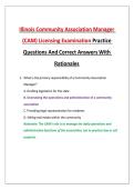 Illinois Community Association Manager &lpar;CAM&rpar; Licensing Examination Practice Questions And Correct Answers With Rationales