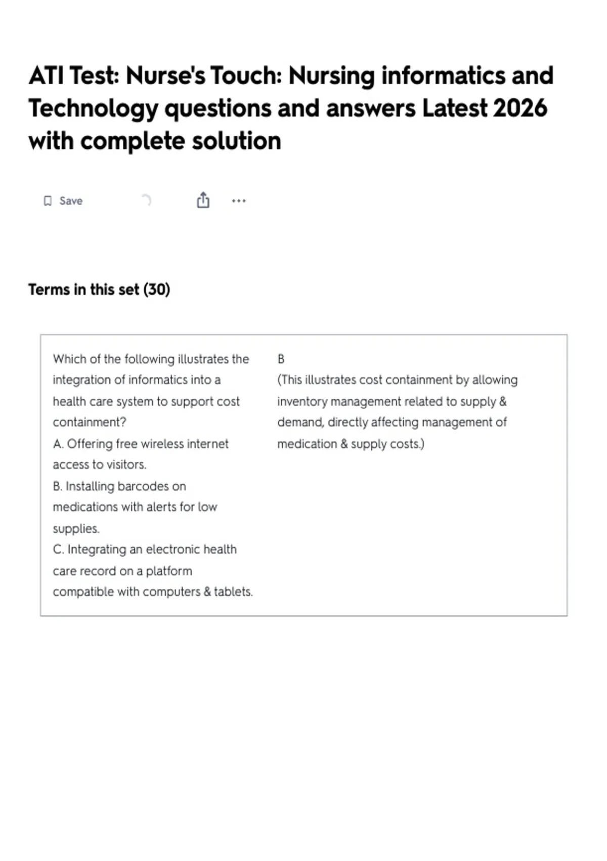 ATI Test: Nurse's Touch: Nursing informatics and Technology questions ...