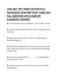 OHIO BMV TIPIC PERMIT MOTORCYCLE KNOWLEDGE EXAM PREP STUDY GUIDE 2025 FULL QUESTIONS WITH COMPLETE ELABORATED ANSWERS