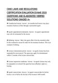 OHIO LAWS AND REGULATIONS CERTIFICATION EVALUATION EXAMS 2025 QUESTIONS AND ELABORATED VERIFIED SOLUTIONS GRADED A&plus;