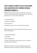 POST LICENSE COURSE ACTUAL EXAM PAPER 2025 QUESTIONS WITH VERIFIED DETAILED ANSWERS GRADED A&plus;