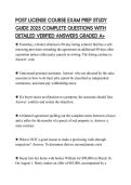 POST LICENSE COURSE EXAM PREP STUDY GUIDE 2025 COMPLETE QUESTIONS WITH DETAILED VERIFIED ANSWERS GRADED A&plus;