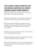 POST LICENSE COURSE EXAMINATION TEST 2025 DETAILED QUESTIONS AND CORRECT ANSWERS ALREADY PASSED GRADED APOST LICENSE COURSE EXAMINATION TEST 2025 DETAILED QUESTIONS AND CORRECT ANSWERS ALREADY PASSED GRADED A