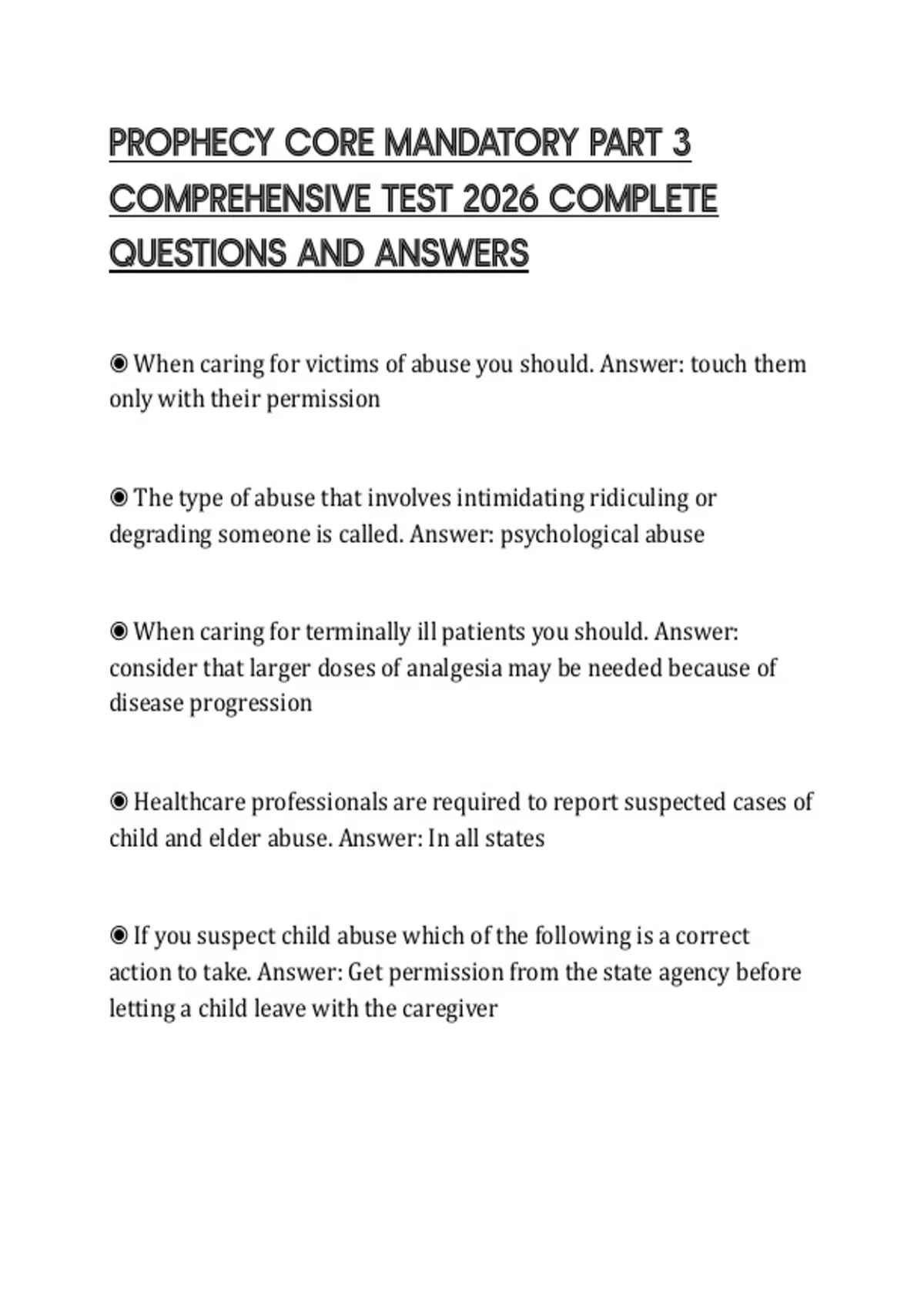 PROPHECY CORE MANDATORY PART 3 COMPREHENSIVE TEST 2026 COMPLETE QUESTIONS AND ANSWERS - PROPHECY ...