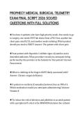 PROPHECY MEDICAL SURGICAL TELEMETRY EXAM FINAL SCRIPT 2026 SOLVED QUESTIONS WITH FULL SOLUTIONS