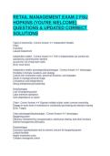 RETAIL MANAGEMENT EXAM 2 FSU HOPKINS &lpar;YOU'RE WELCOME&rpar; QUESTIONS & UPDATED CORRECT SOLUTIONS