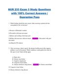 NUR 233 Exam 3 Study Questions  with 100&percnt; Correct Answers &vert;  Guarantee Pass 