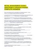 RETAIL MANAGEMENT EXAM 3 QUESTIONS & UPDATED PASSED COMPLETE ANSWERS