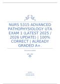 NURS 5315 Advanced Pathophysiology UTA Exam 1 &lpar;Latest 2025 &sol; 2026 Update&rpar; Real Questions and Verified Answers &vert; 100&percnt; Correct &vert; Already Graded A&plus;&period;