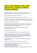 RETAIL MANAGEMENT FINAL EXAM QUESTIONS & VERIFIED CORRECT PASSED ANSWERS