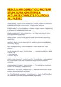 RETAIL MANAGEMENT OSU MIDTERM STUDY GUIDE QUESTIONS & ACCURATE COMPLETE SOLUTIONS ALL PASSED
