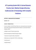 ATI Learning System RN 3&period;0 Actual Dynamic Practice Quiz&colon; Medical-Surgical Nursing Cardiovascular & Hematology with Complete Solutions