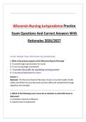 Wisconsin Nursing Jurisprudence Practice Exam Questions And Correct Answers With Rationales 2026&sol;2027