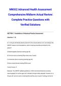 MN552 Advanced Health Assessment Comprehensive Midterm Actual Review&colon; Complete Practice Questions with Verified Solutions