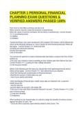 CHAPTER 1 PERSONAL FINANCIAL PLANNING EXAM QUESTIONS & VERIFIED ANSWERS PASSED 100&percnt;