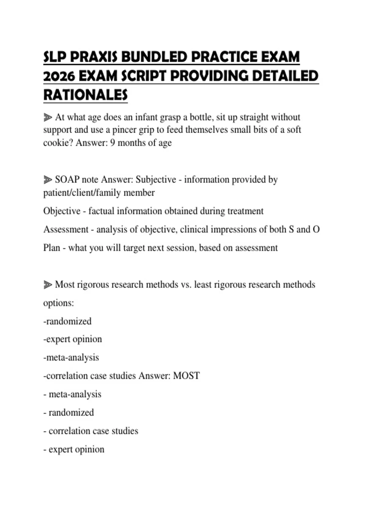 SLP PRAXIS BUNDLED PRACTICE EXAM 2026 EXAM SCRIPT PROVIDING DETAILED ...
