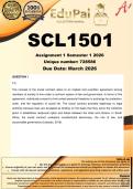 SCL1501 Assignment 1 &lpar;COMPLETE ANSWERS&rpar; Semester 1 2026 - DUE  March 2026