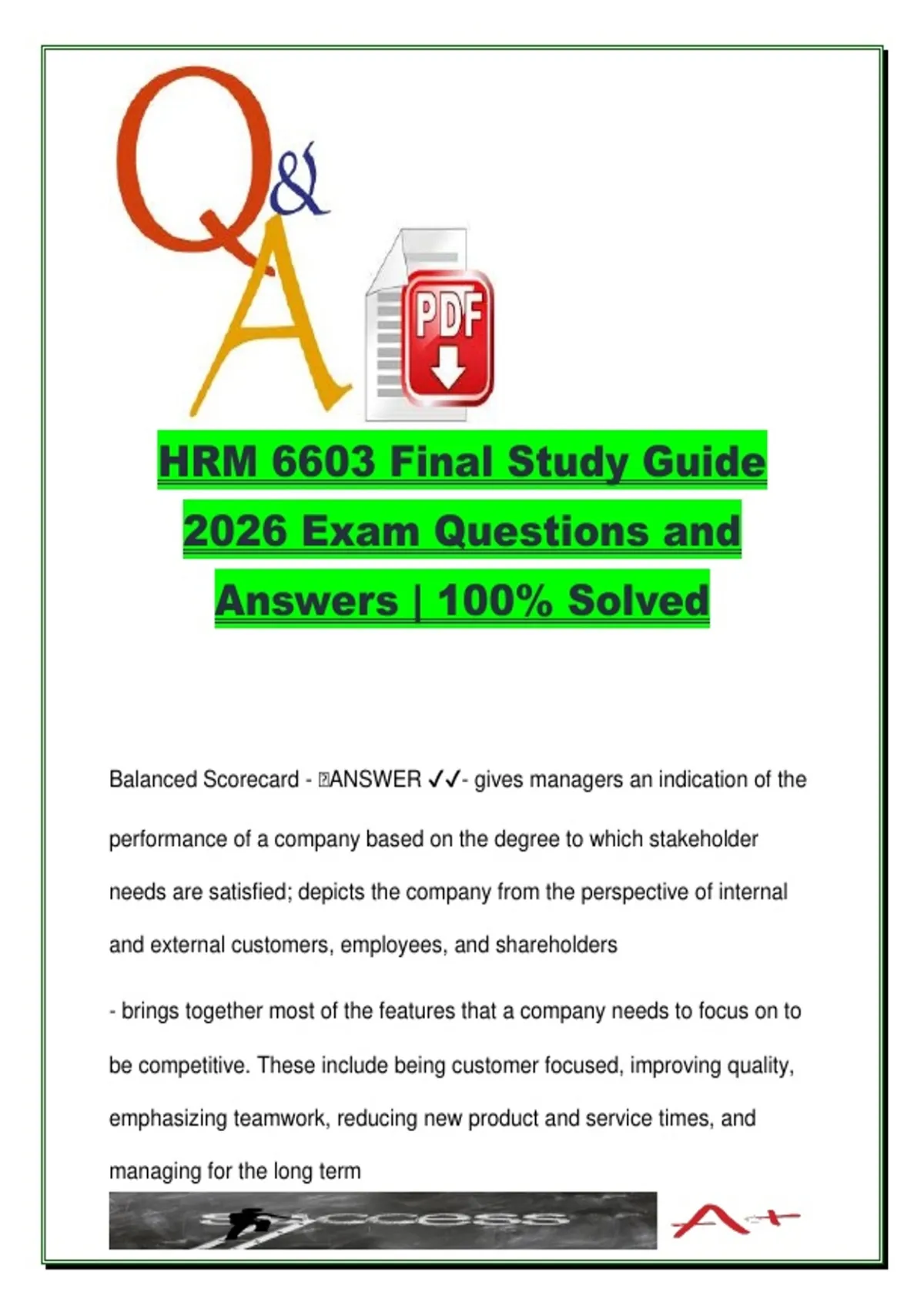 HRM 6603 Final Exam Study Guide (50+) Questions with Correct Answers ...