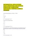 MATHEMATICAL APPLICATIONS-BASIC OPERATIONS AND BANKING EXAM STUDY GUIDE EXAM QUESTIONS & VERIFIED CORRECT ANSWERS