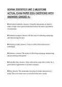 SOPHIA STATISTICS UNIT 2 MILESTONE ACTUAL EXAM PAPER 2026 QUESTIONS WITH ANSWERS GRADED A&plus;