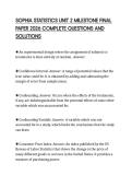 SOPHIA STATISTICS UNIT 2 MILESTONE FINAL PAPER 2026 COMPLETE QUESTIONS AND SOLUTIONS