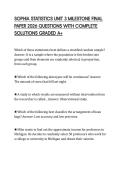 SOPHIA STATISTICS UNIT 3 MILESTONE FINAL PAPER 2026 QUESTIONS WITH COMPLETE SOLUTIONS GRADED A&plus;