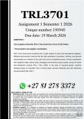 TRL3701 Assignment 1 &lpar;COMPLETE ANSWERS&rpar; Semester 1 2026 - DUE 19 March 2026