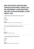 WGU D440 HEALTH AND WELLNESS  THROUGH NUTRITIONAL SCIENCE &vert; PA &vert;  PRE-ASSESSMENT &vert; EXAM QUESTIONS  AND WELL DETAILED ANSWERS &vert; LATEST  UPDATE  2026